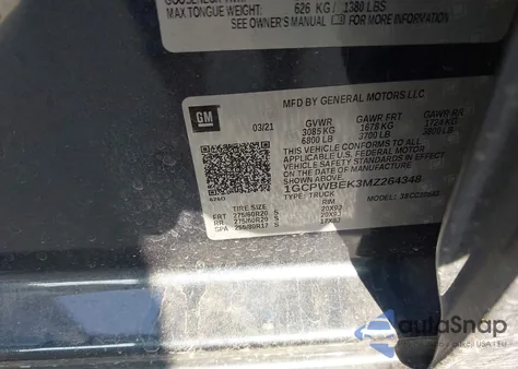 2021 Chevrolet Silverado 1500 2Wd Short Bed Custom from USA, damaged, VIN 1GCPWBEK3MZ264348